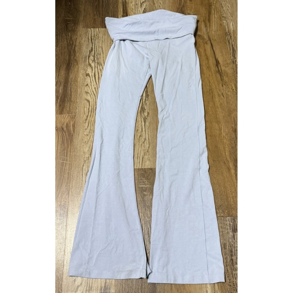 Victoria's Secret PINK Rhinestone Foldover Flare Yoga Pants Medium Light Blue